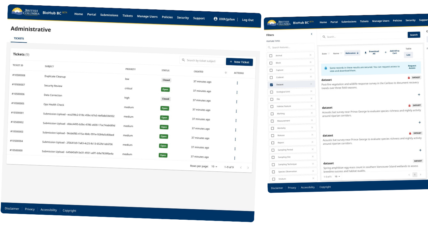 Biohub platform application interface